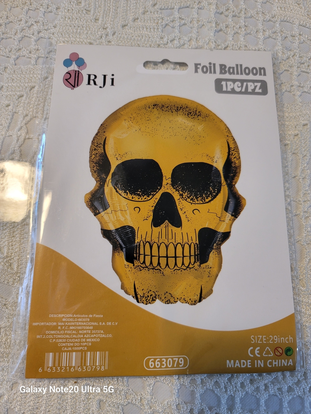 Gold Skull Foil Balloon - Gold